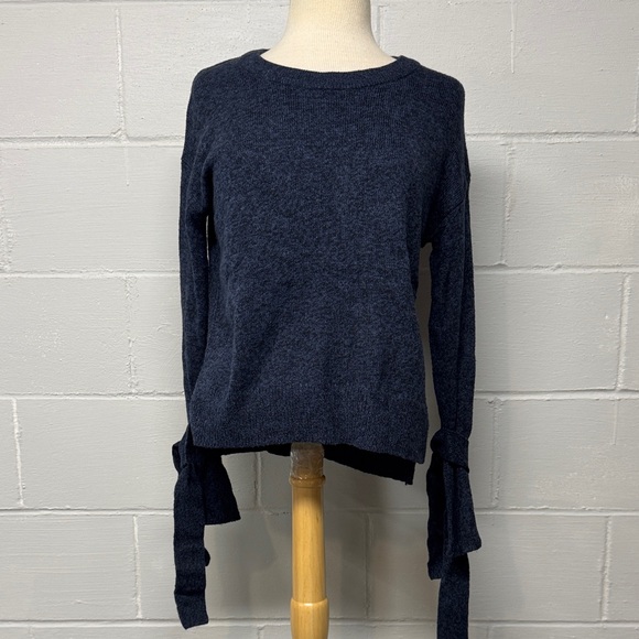 Madewell Marled Baltic Blue Tie Cuff Pullover Sweater Size XXS - Picture 3 of 9